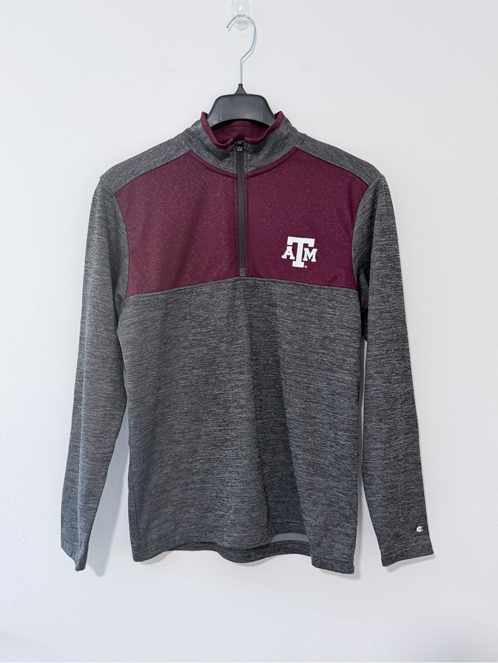 Texas A&M Aggies Colosseum Mens M Quarter Zip Pullover Gray Maroon